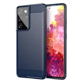Carbon Case Flexible Cover TPU Case for Samsung Galaxy S21 Ultra 5G blue | Techbox