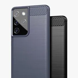 Carbon Case Flexible Cover TPU Case for Samsung Galaxy S21 Ultra 5G blue | Techbox