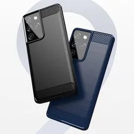Carbon Case Flexible Cover TPU Case for Samsung Galaxy S21 Ultra 5G blue | Techbox