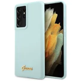 Guess GUHCS21LLSLMGLB S21 Ultra G998 blue/blue hardcase Silicone Script Metal Logo | Techbox