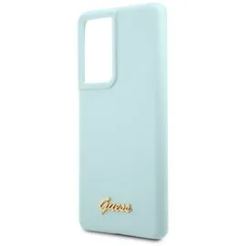 Guess GUHCS21LLSLMGLB S21 Ultra G998 blue/blue hardcase Silicone Script Metal Logo | Techbox