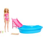 Barbie - Doll And Pool Playset, Blonde With Pool, Slide, Towel And Drink Accessories (HRJ74) / Toys |  Techbox