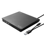 SAVIO AK-59 External slim CD/DVD Recorder R/RW - USB-C/USB-A, black - Optical Drives - Laptops & PC Builds - Techbox