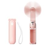 Jisulife Handheld Fan Life8 Portable USB Fan with Power Bank Function 2000mAh and Flashlight - Pink