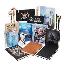 Collectible stationery items featuring One Piece, My Hero Academia, Frozen, Demon Slayer, Disney, and Batman designs – Techbox