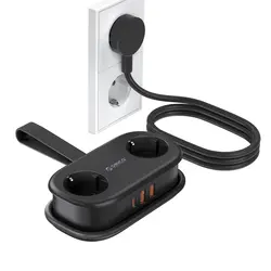 Orico APP 15.5W 5in1 Power Strip 2x AC + 2x USB-A + 1x USB-C - Black | Techbox