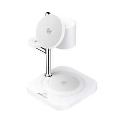 Acefast E39 Qi2.2 25W 4-in-1 Wireless Desk Charger for Phone, Watch, and Headphones with Night Light - White
