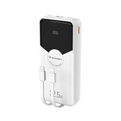 Wozinsky WFC-15W 20000mAh 22.5W PD20W Powerbank with Built-in Lightning and USB-C Cables - White