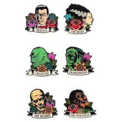 Universal Monsters Enamel Pins Floral Tattoo Mystery Blind Display (12)