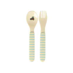 Rice - Kids Melamine Spoon and Fork with ABC Print - Blue / Baby and Children