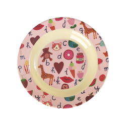 Rice - Melamine Kids Bowl with ABC Print - Pink - 250 ml / Baby and Children