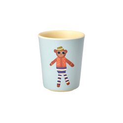 Rice - Melamine Kids Cup with Monkey Print - Matte Blue - 150 ml / Baby and Children