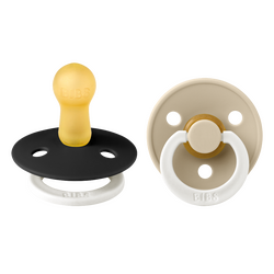 BIBS - Pacifier Colour 2 PACK - Black GLOW/Vanilla GLOW - Size 2 / Baby and Children