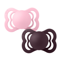 BIBS - Pacifier Supreme 2 PACK Silicone - Baby Pink/Plum - Size 1 / Baby and Children
