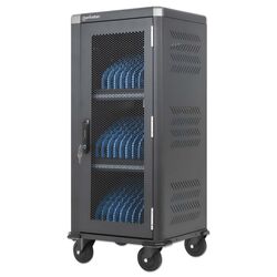 Manhattan iPad to 13", MacBook Air to 13" & Chromebook 14" 30-bay Charging Trolley/Cart via USB-C (30W), Also other tablets/smartphones (with device to USB-C cable), Bays 404x27.6x283mm, USB-C charging cables included, Cabinet