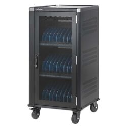 Manhattan Laptop Charging Cabinet Trolley/Cart via USB-C 65W 16" 30-bay, Suitable for USB-C laptops (to 16"), iPads, MacBooks, Chromebooks, other USB-C devices, Bays 395x32.5x290mm, USB-C charging cables included,Cabinet, UK & EU