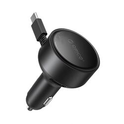 Ładowarka samochodowa Orico FC-60-2C 60W ze zwijanym kablem USB-C 65 cm - czarna