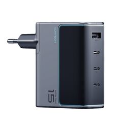 Cuktech AD1404UEU 140W GaN 3x USB-C + USB-A Wall Charger with USB-C Cable - Gray