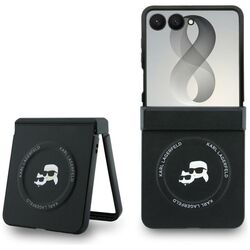 Etui Karl Lagerfeld Karl&Choupette Pins MagSafe na Samsung Galaxy Z Flip 8 - czarne