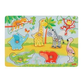 GOKI - African baby animals & Zoo animals, Lift out puzzle (1240209/1240262) / Toys - Puzzles - Gifts - Techbox