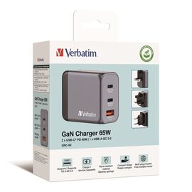 Verbatim - GNC-65 GaN Charger 3 Port 65W USB-A/USB-C / Electronics