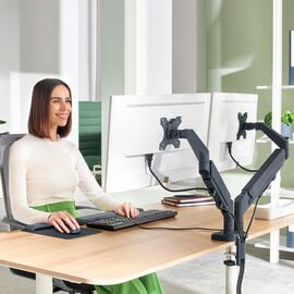 Leitz - Ergo Monitor arm space-saving dual - Dark grey / Computers