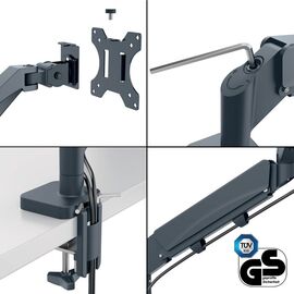 Leitz - Ergo Monitor arm space-saving dual - Dark grey / Computers