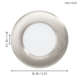 EGLO - FUEVA 5 RECESSED \\u00d886 2.7W 330LM - Brushed Steel - 86mm diameter, 26mm height / Electronics - Αταξινόμητα -  - Techbox