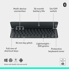 Logitech - Keys-To-Go 2 Portable Wireless Keyboard for Tablets - Nordic / Computers - Αταξινόμητα -  - Techbox