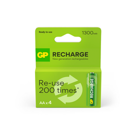 GP - Recharge Rechargeable Battery, Size AA, 1300 mAh, 4-pack / Electronics