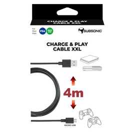 Subsonic Charge & Play Cable Xxl Usb/Micro-Usb - PS4 Xbox One 4m / PlayStation 4 - PS4 Accessories - Accessories for Consoles - Techbox