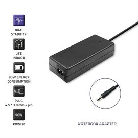Qoltec 51516.90W Power adapter for Dell | 90W | 19.5V | 4.62A | 4.5*3.0+pin | +power cable | Techbox