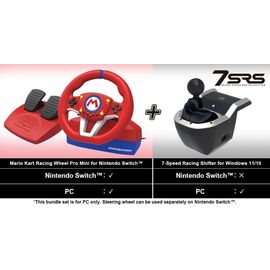 HORI - Mario Kart Racing Wheel Pro Mini + 7-Speed Racing Shifter Bundle For PC (Windows 11/10) / Nintendo Switch | Techbox