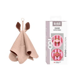 BIBS - Pacifier Studio Colour 2 PACK - Baby Pink/Coral - Size 2 + Cuddle Cloth Kangaroo - Blush (Bundle) / Baby and Children - Αταξινόμητα -  - Techbox