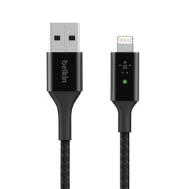 Belkin - Smart LED USB-A to Lightning Cable, Black / Electronics