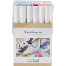 Creative - Illustration Marker, Line 1+8 mm, Pastel Colours, Standard Colours, 24 pc - () / Toys