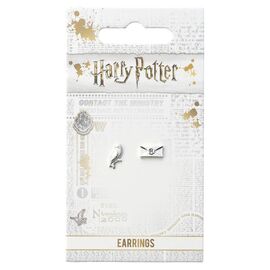 Harry Potter Hedwig and Letter silver plated stud earrings
