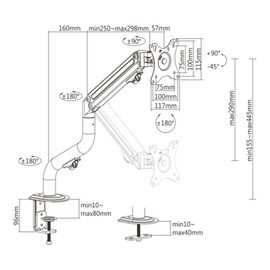 Gembird MA-DA1-02 Adjustable desk display mounting arm (tilting), 17”-32”, up to 8 kg | Techbox