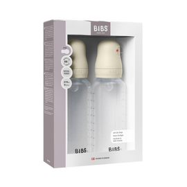BIBS - Baby Bottle Round Silicone 2 Pack Medium Flow - Ivory - 270 ml / Baby and Children