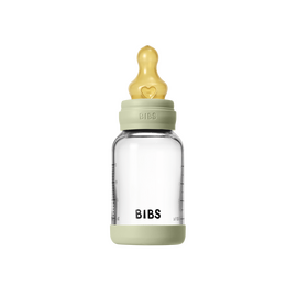 BIBS - Glass Baby Bottle Round Latex Slow Flow - Sage - 120 ml / Baby and Children