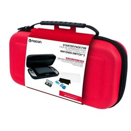 Essential Pack til Nintendo Switch II – Hårdtaske, Skærmbeskyttelse og Opbevaringsboks til 4 Spil (Rød) / Nintendo Switch 2 - Nintendo Switch 2 Accessories - Accessories for Consoles - Techbox