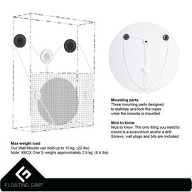 FLOATING GRIP&reg; wall mount for Xbox One S, White / Xbox One