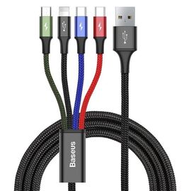 Cable USB Baseus Fast 4in1 2xUSB-C / Lightning / Micro 3.5A 1.2m (black) | Techbox