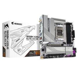 GIGABYTE B650M AORUS ELITE AX ICE Motherboard - AMD Ryzen 9000 Series CPUs, 12+2+2 Phases VRM, up to 8000MHz DDR5 (OC), 1xPCIe 5.0 + 1xPCIe 4.0 M.2, 2.5GbE LAN, WIFI 6E, USB 3.2 Gen 2x2 | Techbox