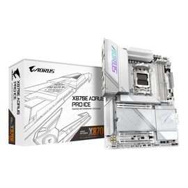 GIGABYTE X870E AORUS PRO ICE Motherboard - Supports AMD Ryzen 9000 CPUs, 16+2+2 Phases Digital VRM, up to 8000MHz DDR5 (OC), 3xPCIe 5.0 + 1xPCIe 4.0, Wi-Fi 7, 2.5GbE LAN, USB 4 | Techbox
