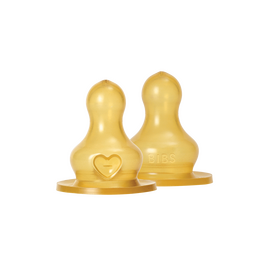 BIBS - Baby Bottle Nipple Round Latex - Medium Flow - 2 pack / Baby and Children