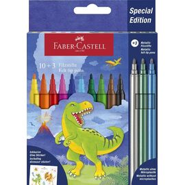 Faber-Castell - Felt-Tip Pen Dinosaur 10 + 3 with Stickers (554214) / Toys