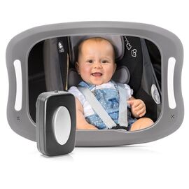 Reer - BabyView Car Mirror with Light - Grey - 29 x 8 x 24 cm / Baby and Children