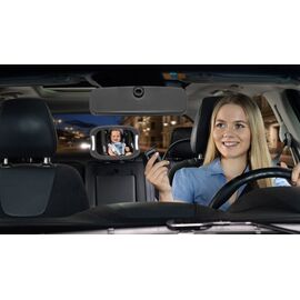 Reer - BabyView Car Mirror with Light - Grey - 29 x 8 x 24 cm / Baby and Children