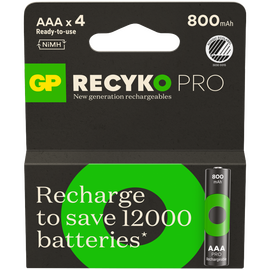 GP - ReCyko Professional NiMH AAA Rechargeable Batteries, 85AAAHCB-2WB4, 4-Pack / Electronics